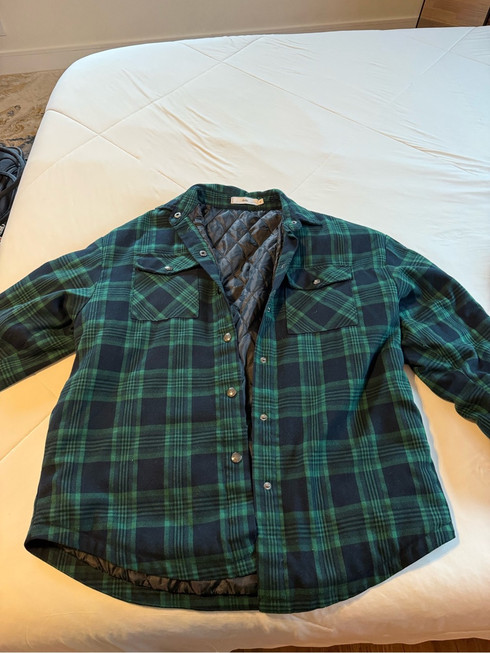 Adika Green & Black Plaid Quilted Utility Jacket